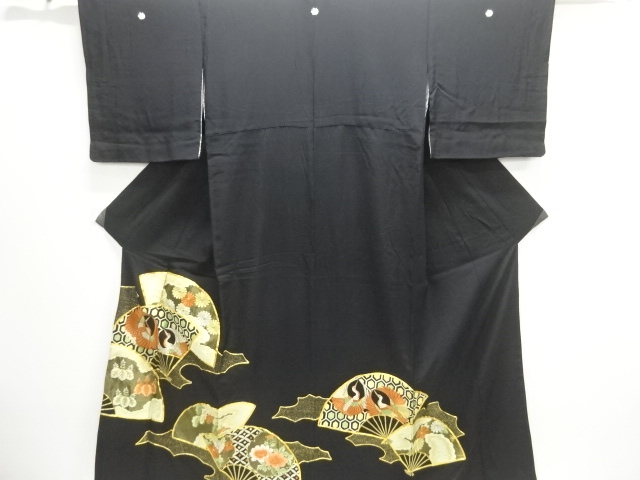 JAPANESE KIMONO / TOMESODE / EMBROIDERY / CRANE & KIKU